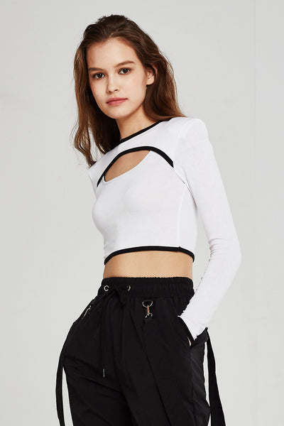 Skylar Contrast Trim Cutout Top