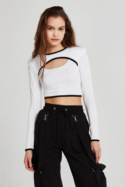 Skylar Contrast Trim Cutout Top