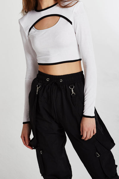 Skylar Contrast Trim Cutout Top