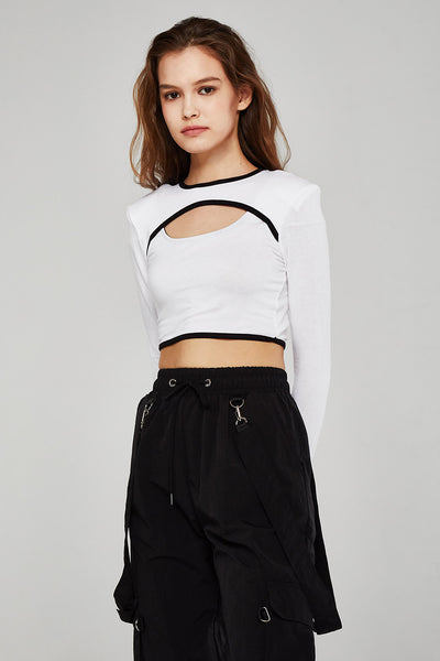 Skylar Contrast Trim Cutout Top