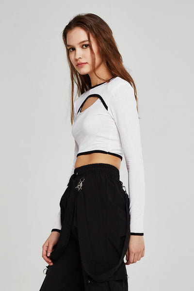 Skylar Contrast Trim Cutout Top