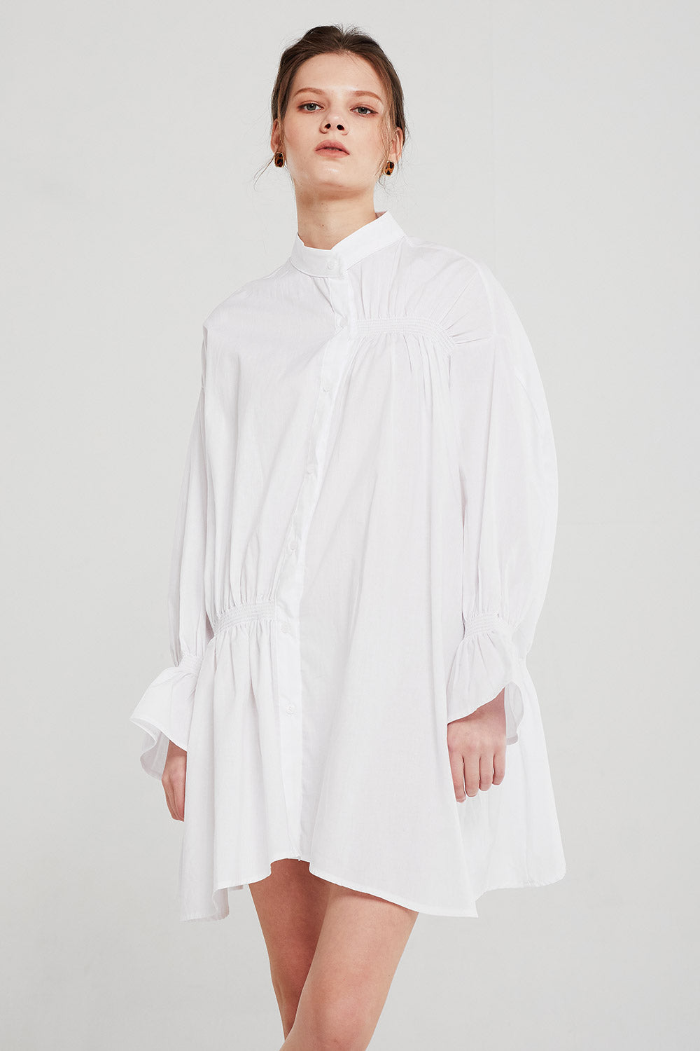 Ximena Asymmetric Ruched Long Shirt