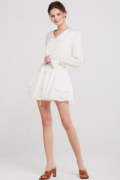 Hannah Satin Tiered Ruffle Dress