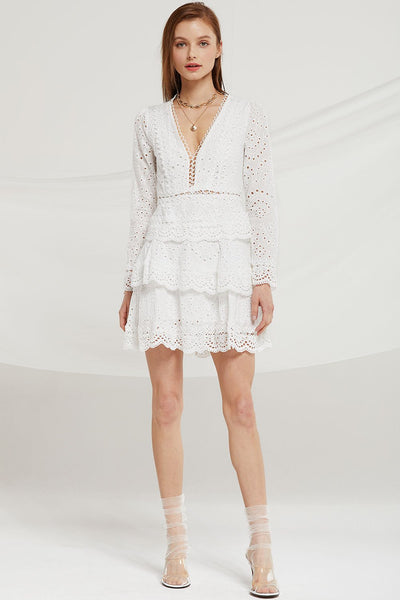 Romina Tiered Lace Ruffle Dress