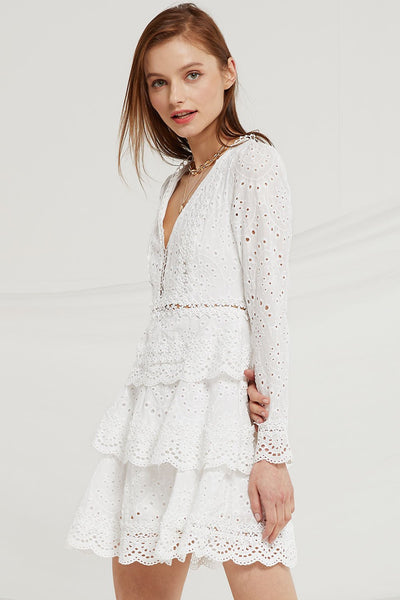 Romina Tiered Lace Ruffle Dress