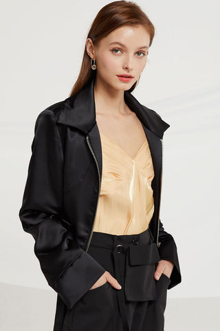 Coralie Satin Bomber Jacket