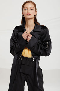 Coralie Satin Bomber Jacket