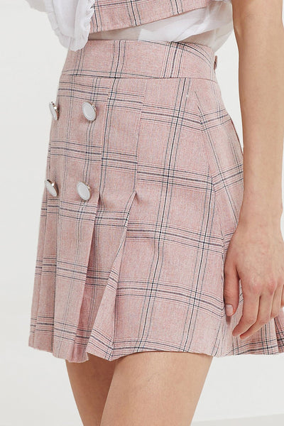 Noemie Plaid Pleats Skirt