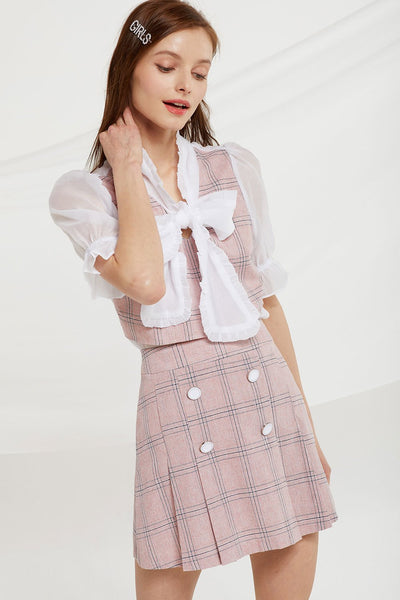 Noemie Plaid Pleats Skirt