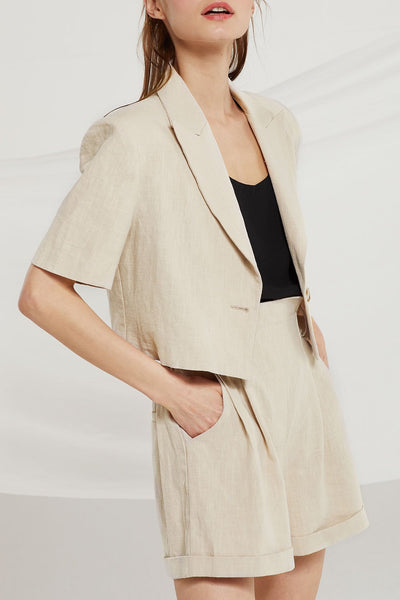 Jaelyn Cropped Linen Jacket