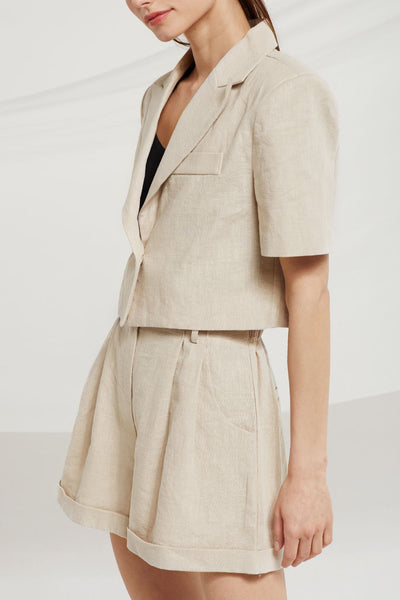 Jaelyn Cropped Linen Jacket