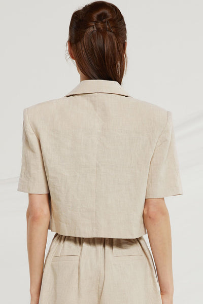 Jaelyn Cropped Linen Jacket