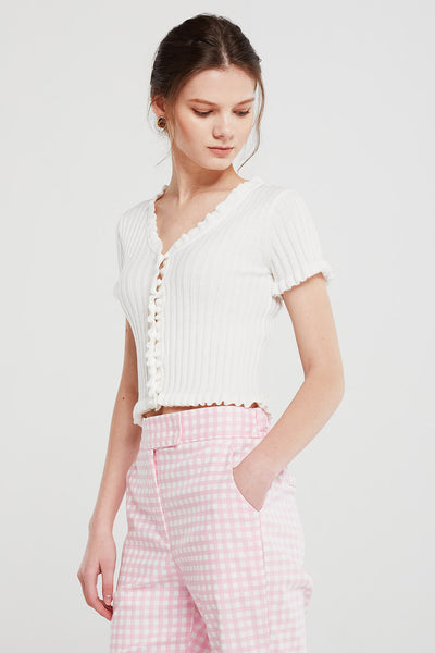 Willow Ruffle Trim Cropped Cardigan