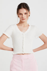 Willow Ruffle Trim Cropped Cardigan