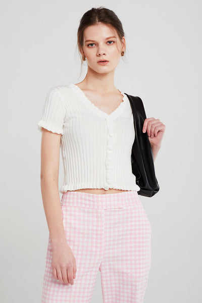 Willow Ruffle Trim Cropped Cardigan