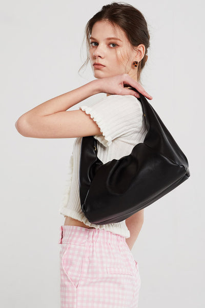 Ruched Detail Pleather Bag