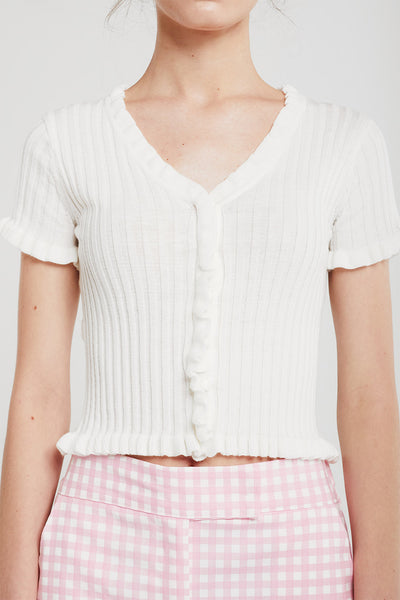 Willow Ruffle Trim Cropped Cardigan