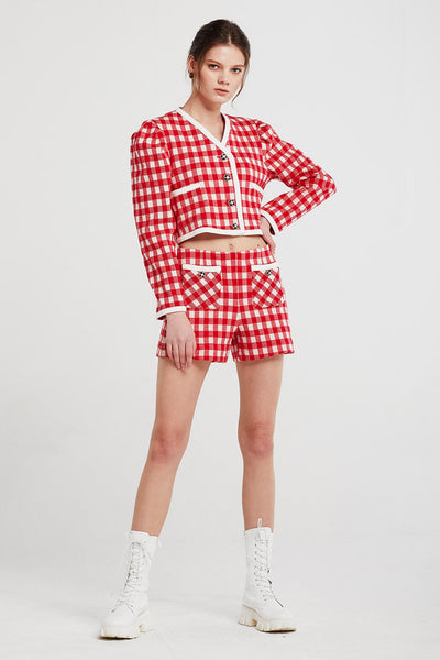 Alexa Gingham Cropped Jacket