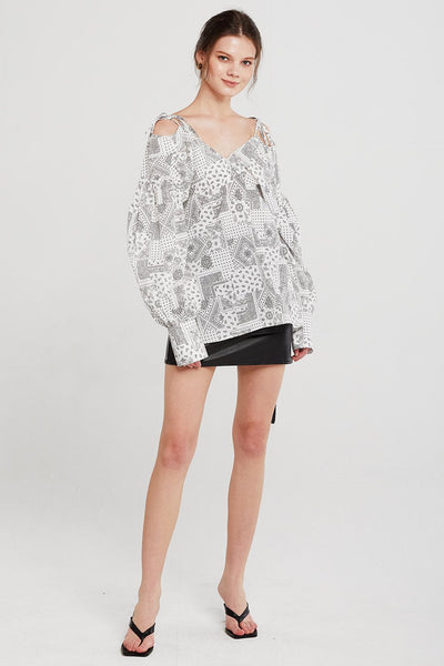 Jade Paisley Cold Shoulder Shirt