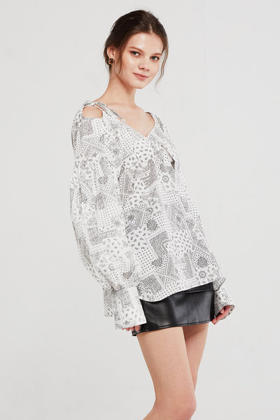 Jade Paisley Cold Shoulder Shirt