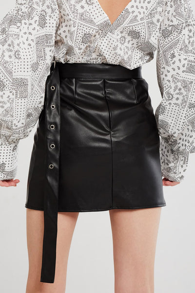 Julia Pleather Skirt And Pocket Belt Set