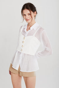 Reagan Sheer Blouse And Sleeveless Top Set