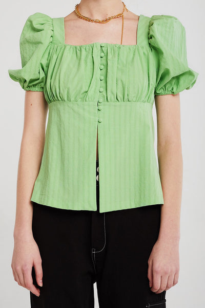 Ashley Ruched Pea Button Blouse