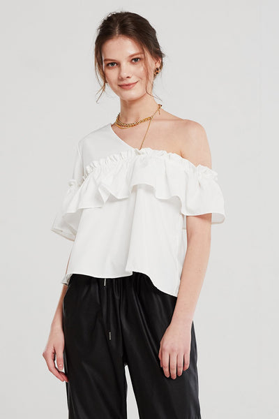 Bella Cold Shoulder Ruffled Top