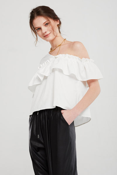 Bella Cold Shoulder Ruffled Top