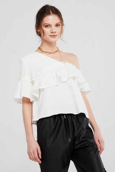 Bella Cold Shoulder Ruffled Top