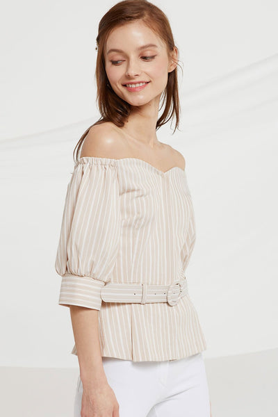 Celeste Belted Off Shoulder Top