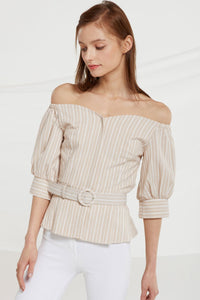 Celeste Belted Off Shoulder Top by STORETS