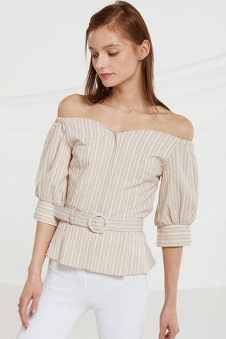 Celeste Belted Off Shoulder Top by STORETS