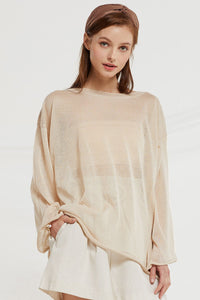 Megan Sheer Top w/ Trumpet Sleeve