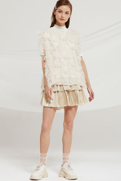 Janelle Chiffon Ruffle Fringe Waistcoat