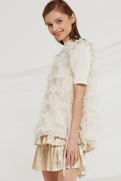 Janelle Chiffon Ruffle Fringe Waistcoat