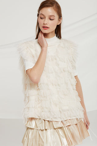 Janelle Chiffon Ruffle Fringe Waistcoat