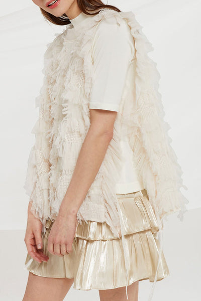 Janelle Chiffon Ruffle Fringe Waistcoat