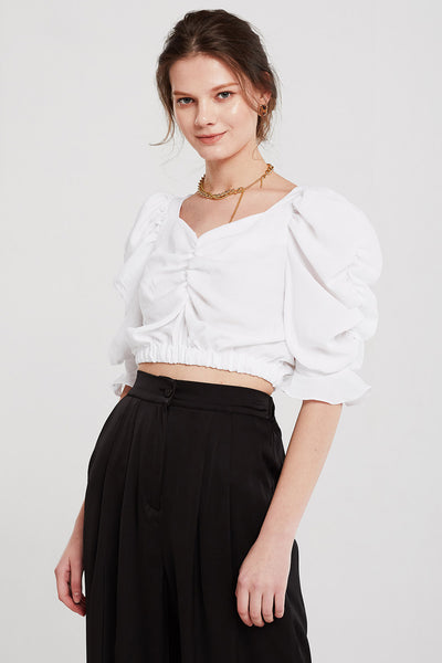 Taylor Ruched Puff Sleeve Blouse