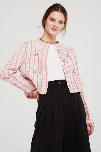 Amaya Puff Sleeve Tweed Jacket