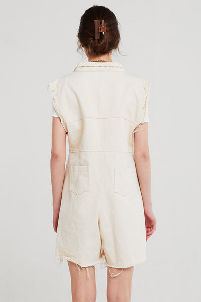 Luna Raw Edge Buttoned Romper