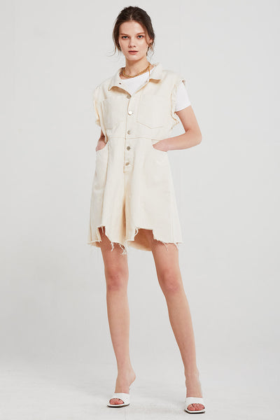 Luna Raw Edge Buttoned Romper