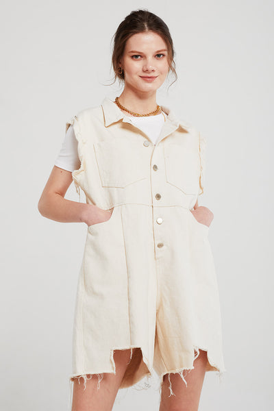 Luna Raw Edge Buttoned Romper