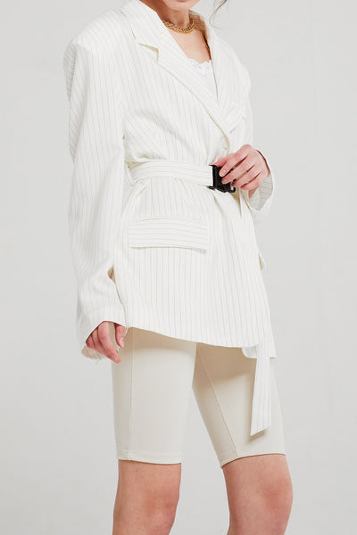 Isabella Pinstripe Cutout Back Blazer