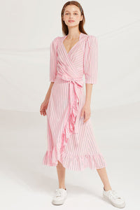 Amani Striped Wrap Dress by STORETS