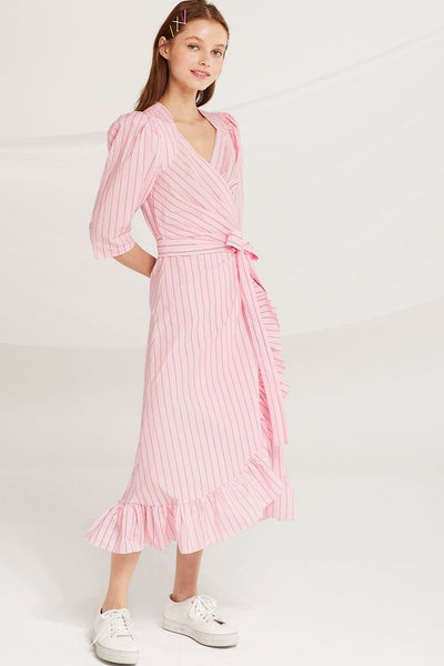 Amani Striped Wrap Dress