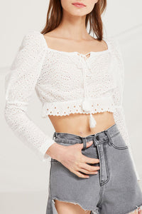 Landry Eyelet Lace Crop Top by STORETS