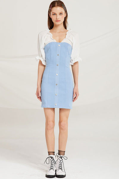 Olivia Denim Dress w/ Frill Top