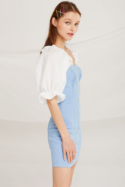 Olivia Denim Dress w/ Frill Top