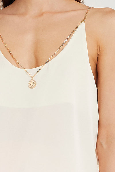 Dalary Satin Cami Top w/ Necklace Chain